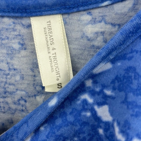 Threads 4 Thought action Blue White Tiered Tie Dye Mini Strappy Dress - Picture 6 of 6